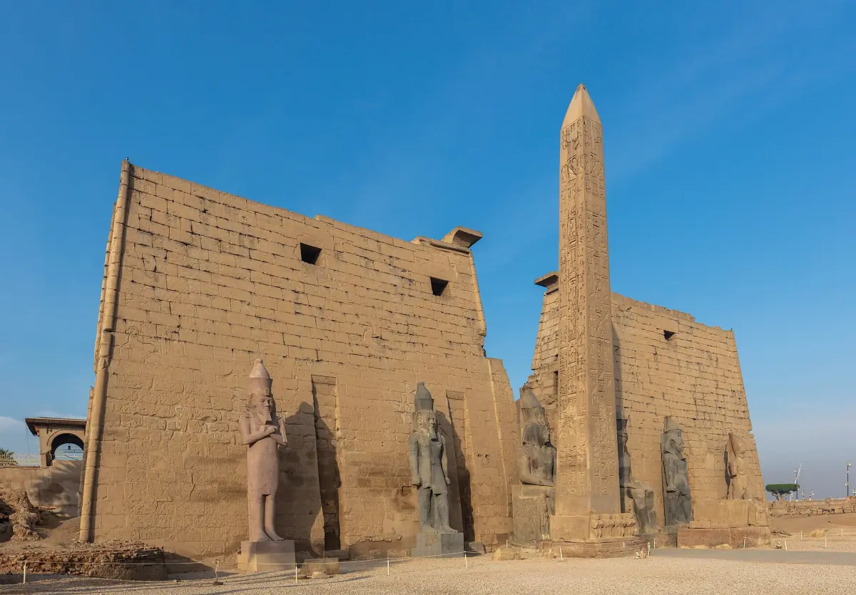 The pylon and obelisk at the entrance of Luxor Temple