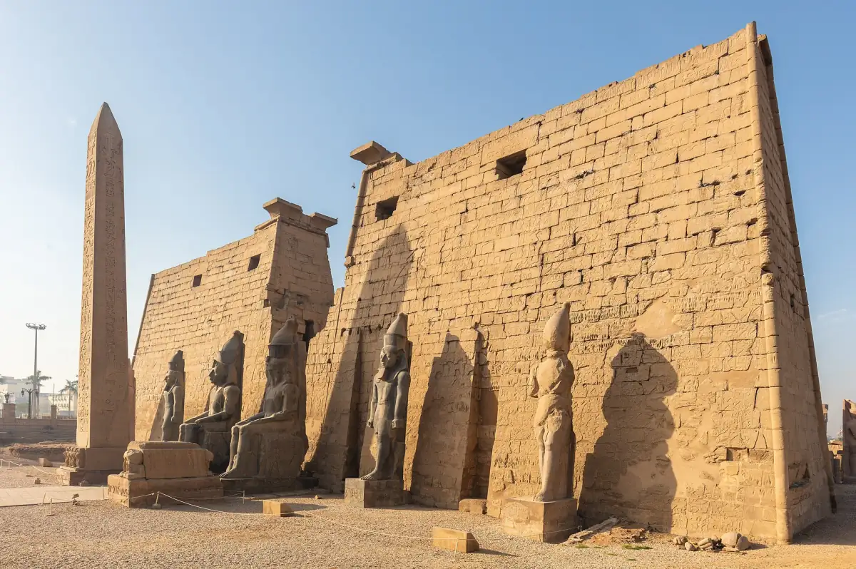 The great pylon of Luxor Temple from the side